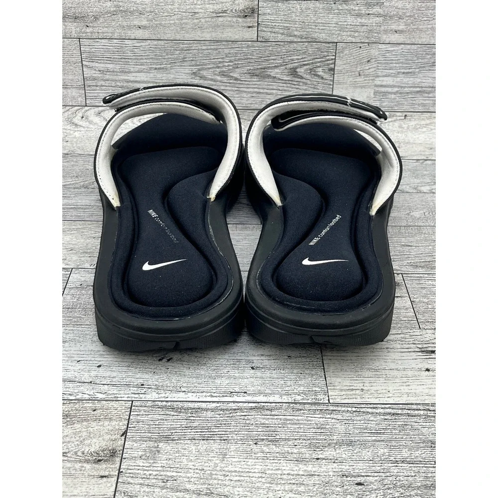 Nike Comfort‎ Footbed Slides Sandals Black White Adjustable Strap Women Size 11